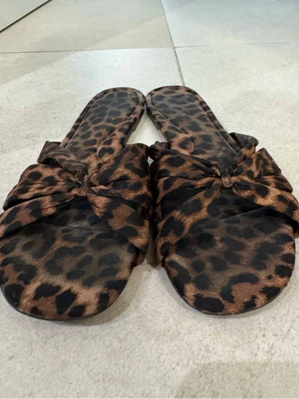 Zara Leopard Knot Slide Sandals - Brown & Black - Picture 6 of 8